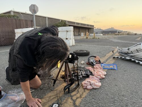 Taking photos for Exhumed's Red Asphalt