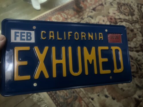 Exhumed license plate