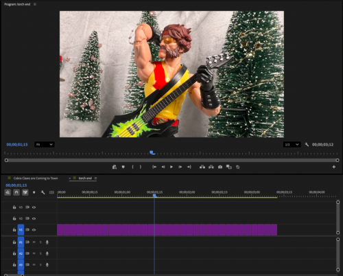 Torch, Adobe Premiere Timeline stop motion for Cold Slither video